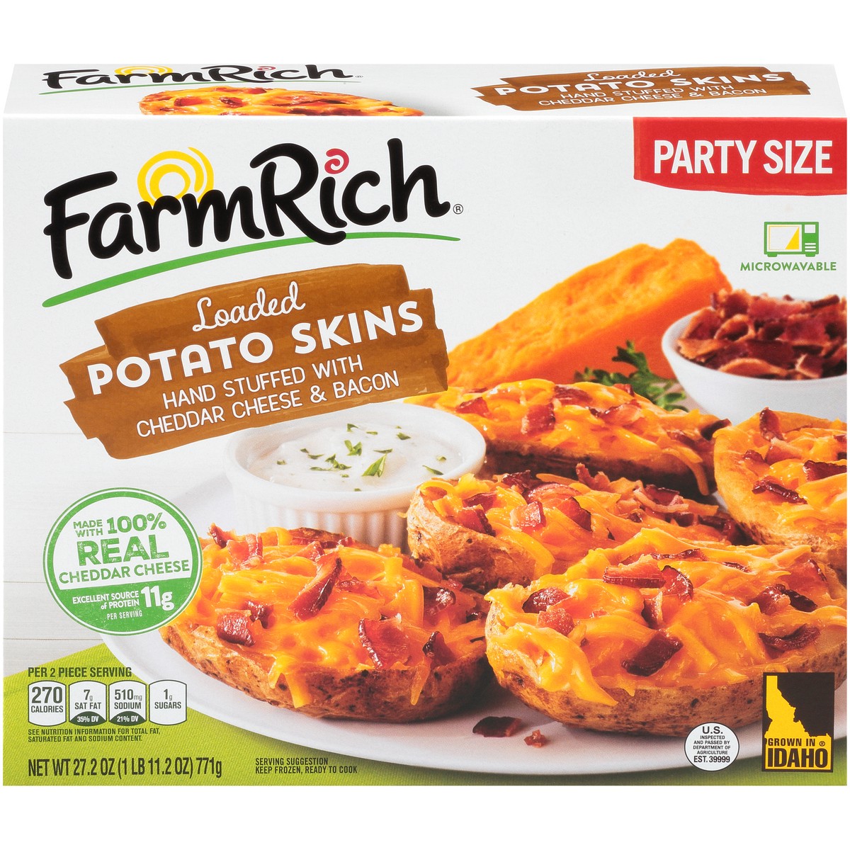 slide 1 of 8, Farm Rich Loaded Potato Skins 27.2 oz. Box, 27.2 oz
