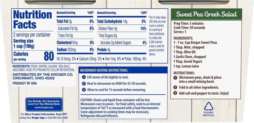 slide 5 of 6, Kroger Low Sodium Sweet Peas - 7 oz, 7 oz