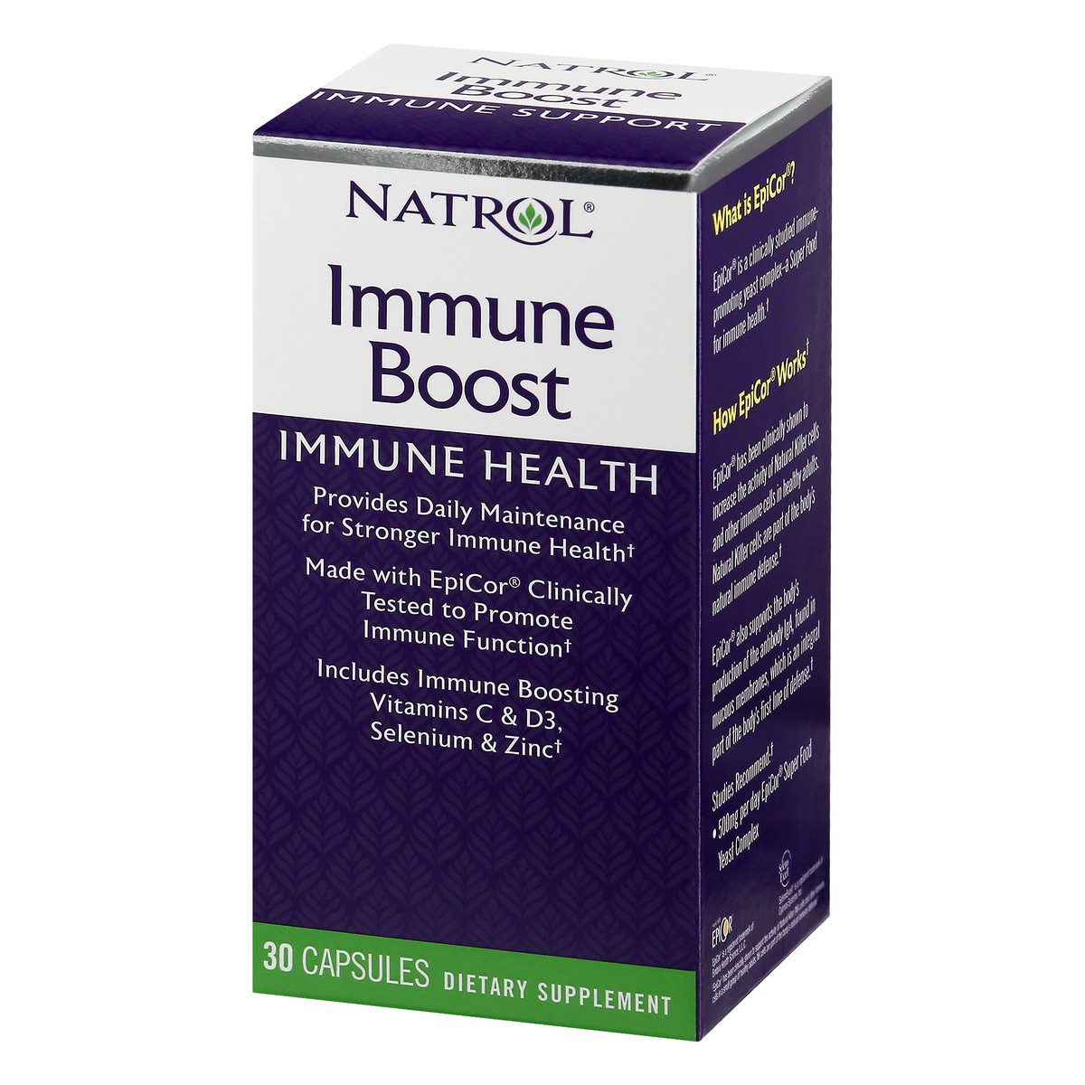 slide 8 of 9, Natrol Immune Boost Capsules, Immune Support Dietary Supplement, Made with EpiCor Clinically Tested, Includes Vitamins C, D3, Selenium and Zinc, 30 Count, 30 ct