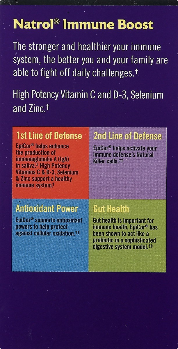 slide 3 of 9, Natrol Immune Boost Capsules, Immune Support Dietary Supplement, Made with EpiCor Clinically Tested, Includes Vitamins C, D3, Selenium and Zinc, 30 Count, 30 ct