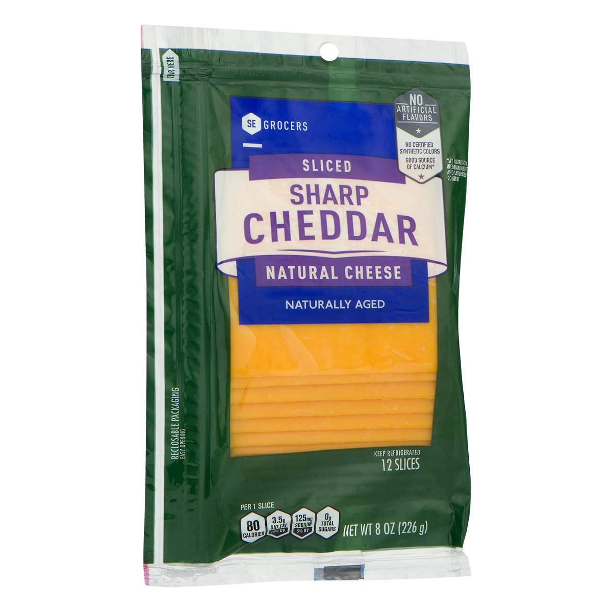 slide 4 of 10, SE Grocers Sliced Sharp Cheddar Natural Cheese, 12 ct; 8 oz