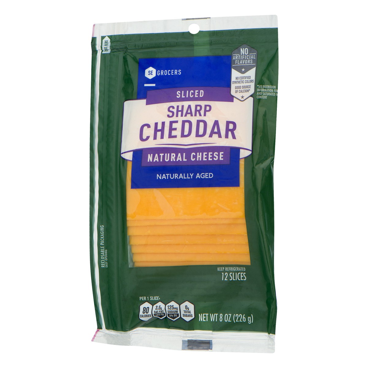 slide 10 of 10, SE Grocers Sliced Sharp Cheddar Natural Cheese, 12 ct; 8 oz