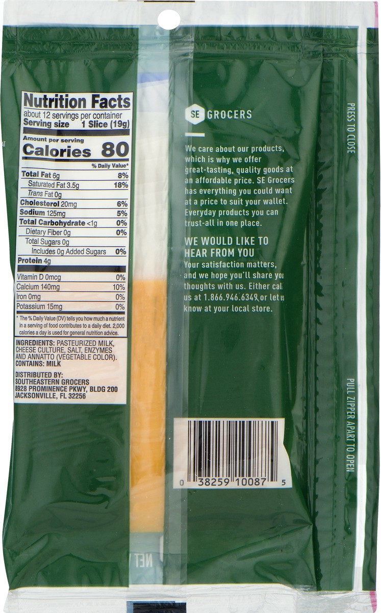 slide 9 of 10, SE Grocers Sliced Sharp Cheddar Natural Cheese, 12 ct; 8 oz