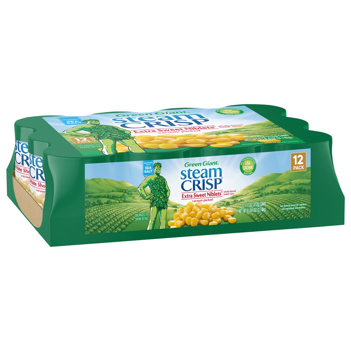 slide 7 of 9, Green Giant Steam Crisp Extra Sweet Niblets, Whole Kernel Sweet Corn, 11 oz, 12-Cans, 12 ct