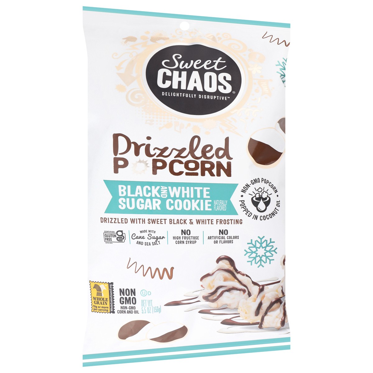 slide 10 of 15, Sweet Chaos Black and White Sugar Cookie Drizzled Popcorn 5.5 oz, 5.5 oz