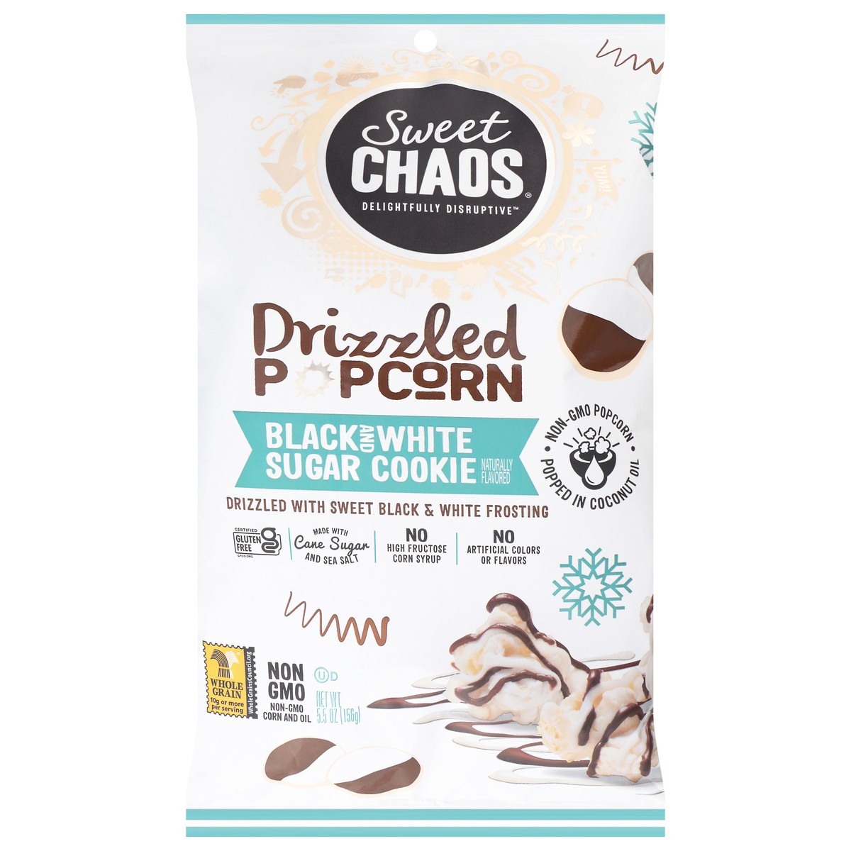 slide 1 of 15, Sweet Chaos Black and White Sugar Cookie Drizzled Popcorn 5.5 oz, 5.5 oz