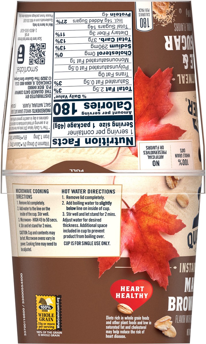 slide 7 of 9, Quaker Instant Oatmeal Maple & Brown Sugar 6.7 Oz 4 Count Cup, 4 ct