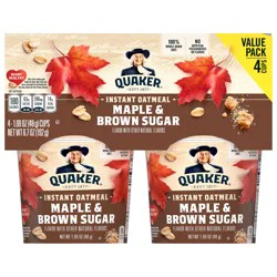 Quaker Instant Oatmeal Maple & Brown Sugar 6.7 Oz 4 Count Cup