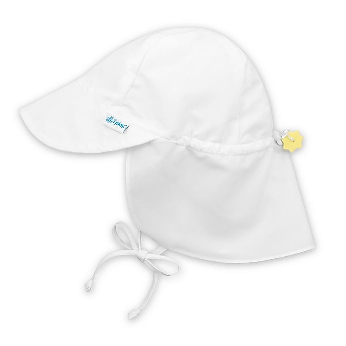 slide 1 of 5, i play. by Green Sprouts Newborn Sun Flap Hat - White, 1 ct