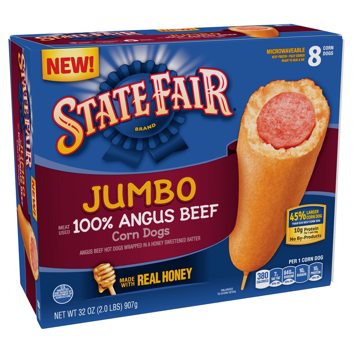 slide 2 of 9, State Fair 100% Angus Beef Jumbo Corn Dogs, 8 ct; 32 oz