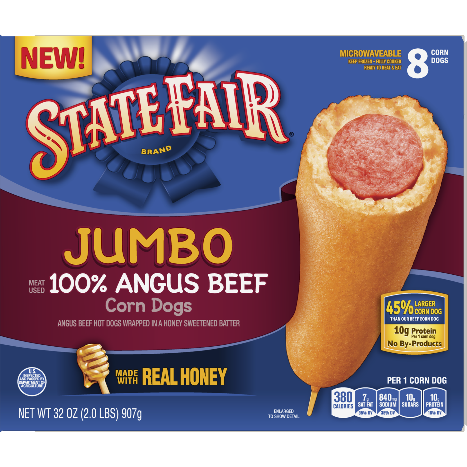 slide 1 of 9, State Fair 100% Angus Beef Jumbo Corn Dogs, 8 ct; 32 oz