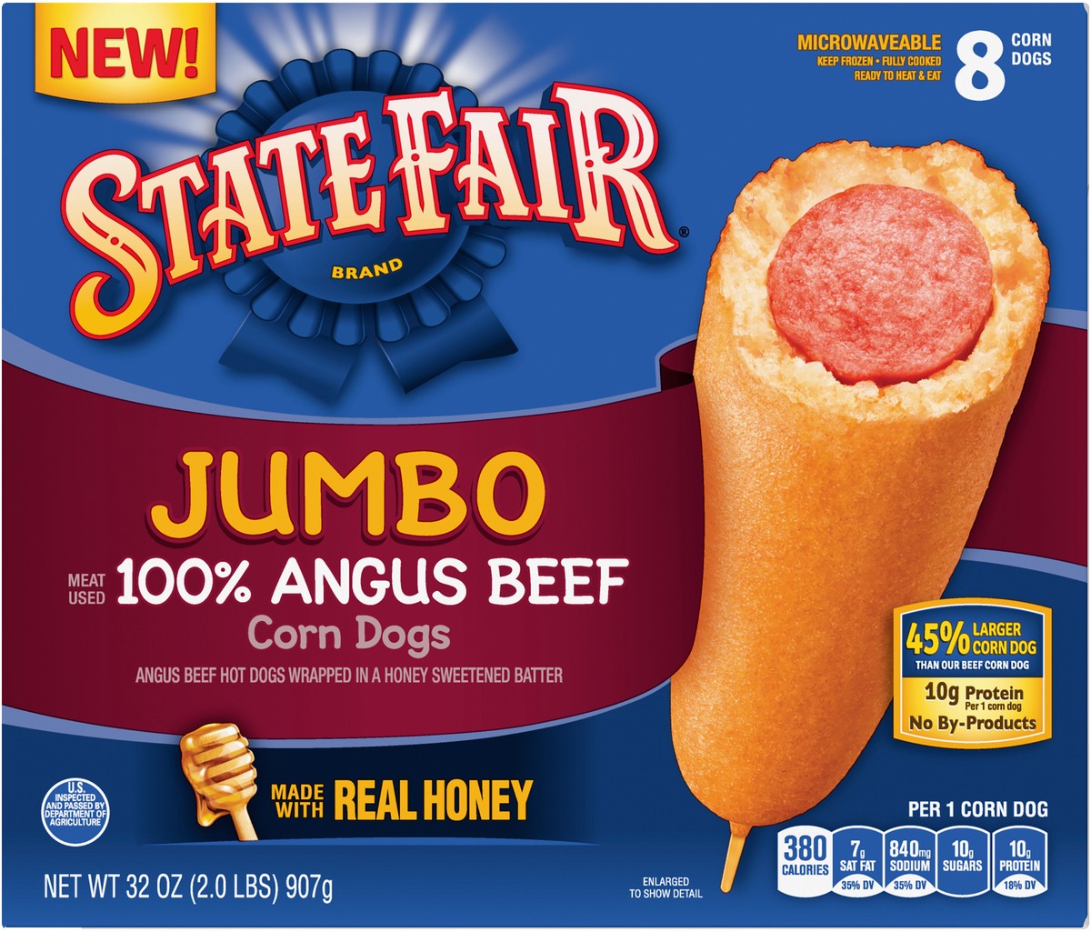 slide 8 of 9, State Fair 100% Angus Beef Jumbo Corn Dogs, 8 ct; 32 oz