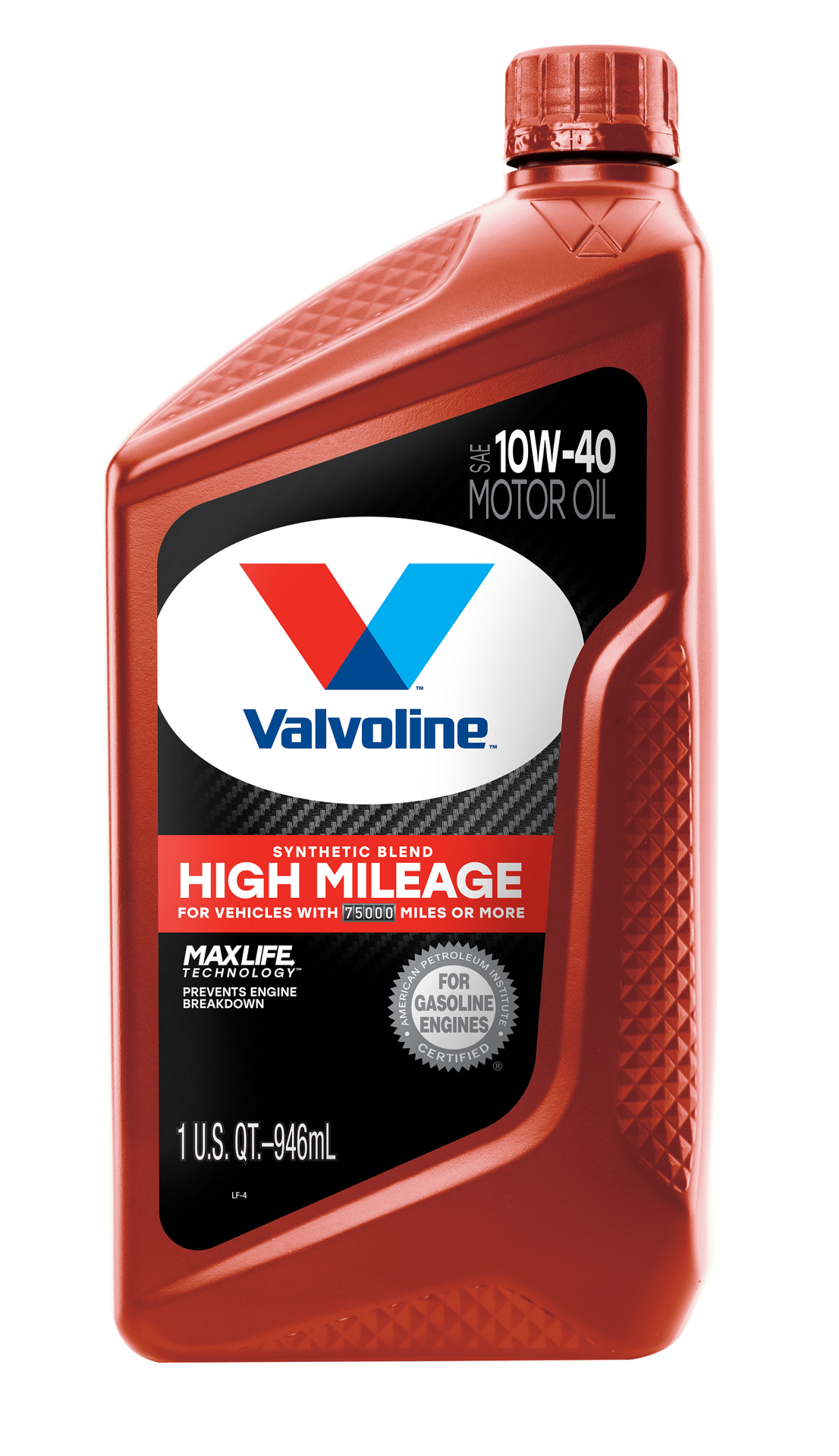 slide 1 of 2, Valvoline High Mileage with MaxLife Technology SAE 10W-40 Synthetic Blend Motor Oil 1 QT, 1 ct