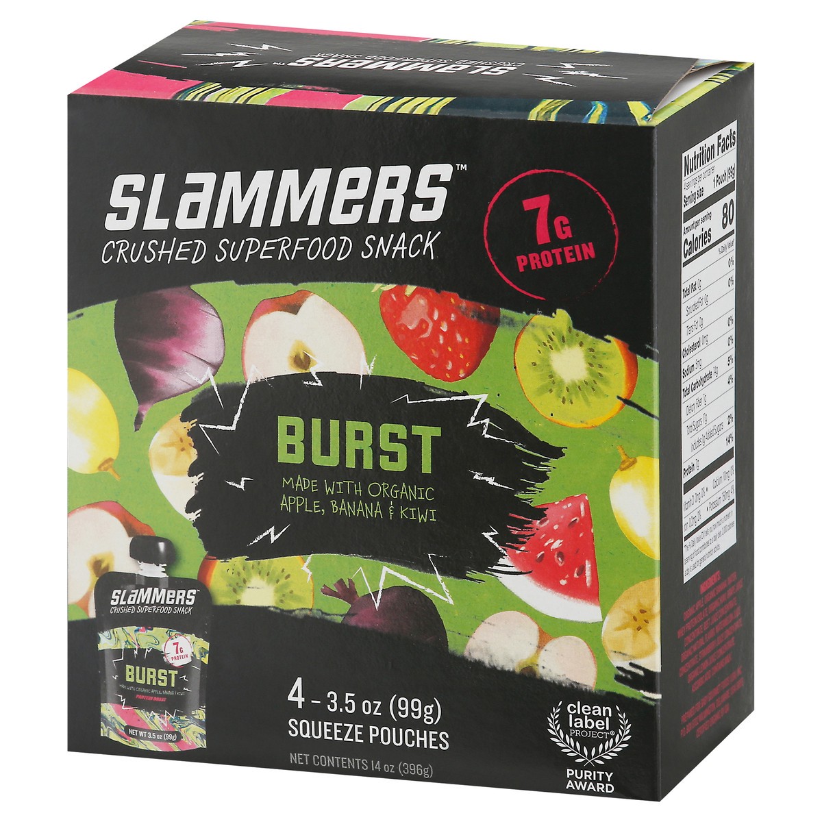 slide 8 of 9, Slammers Pouches Crushed Burst Superfood Snack 4 - 3.5 oz Pouches, 4 ct