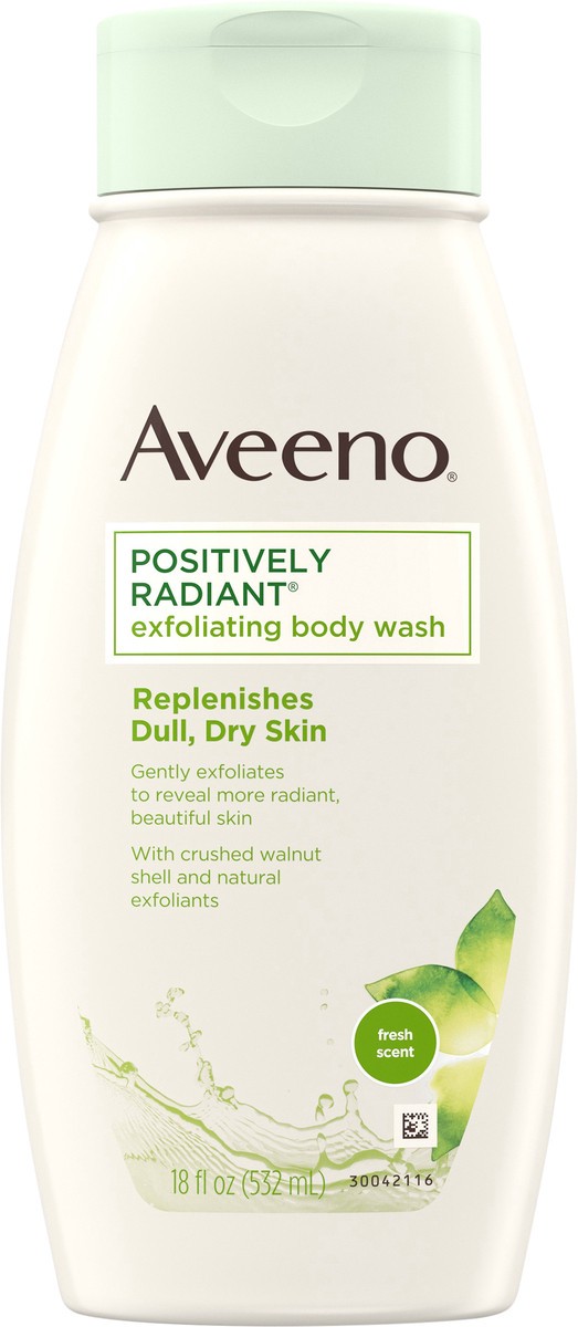 slide 7 of 7, Aveeno Positively Radiant Exfoliating Body Wash, 18 fl oz