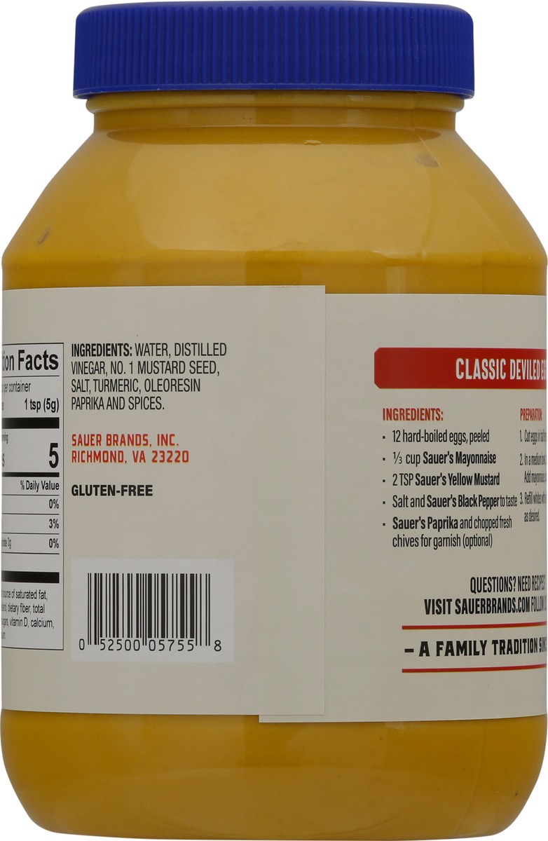 slide 5 of 9, Sauer's Classic Yellow Mustard 32 oz Jar, 32 oz