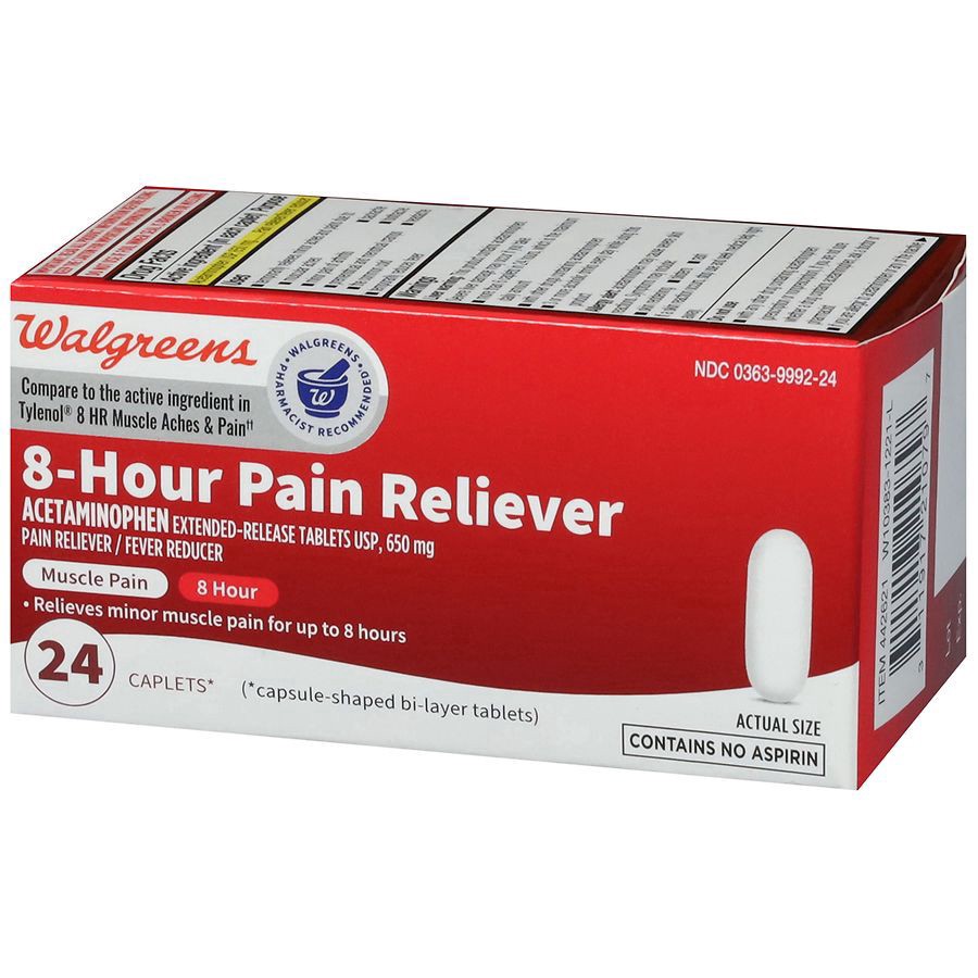 slide 2 of 5, Walgreens 8-Hour Pain Reliever Acetaminophen 650mg Caplet, 24 ct