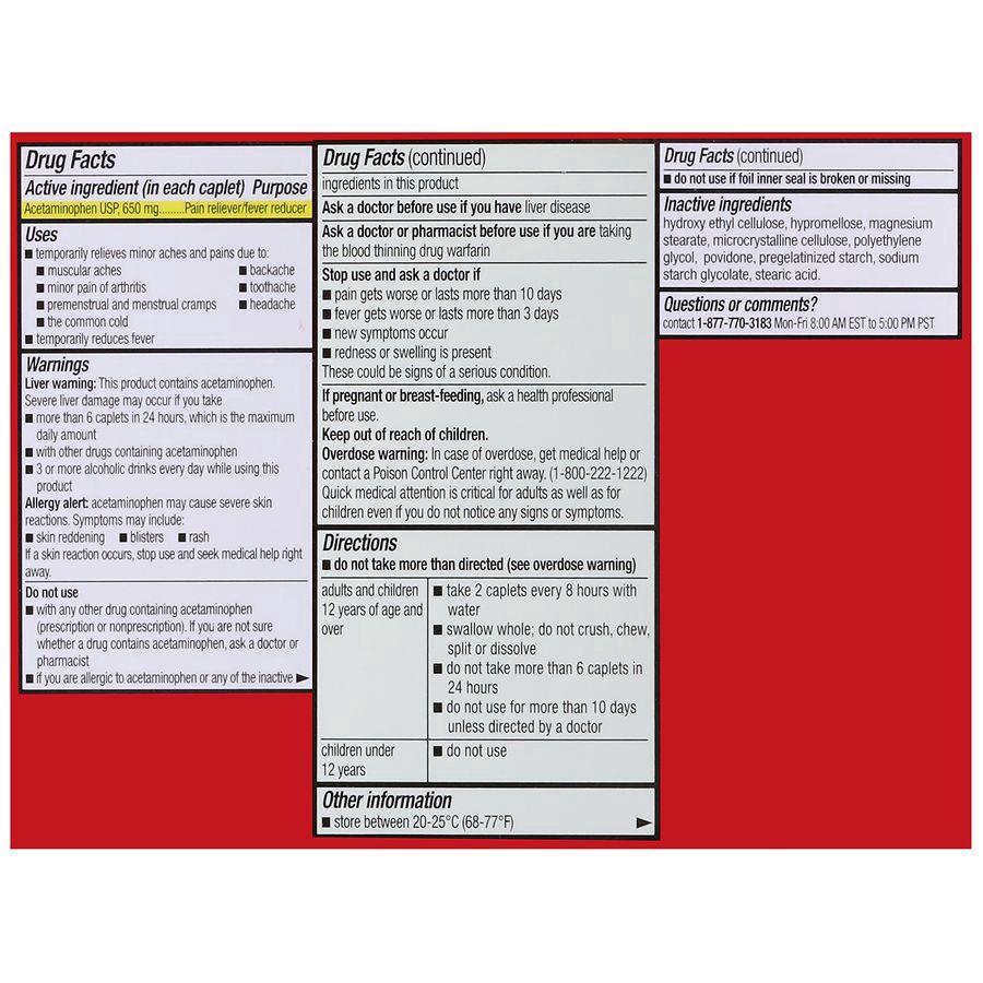 slide 5 of 5, Walgreens 8-Hour Pain Reliever Acetaminophen 650mg Caplet, 24 ct