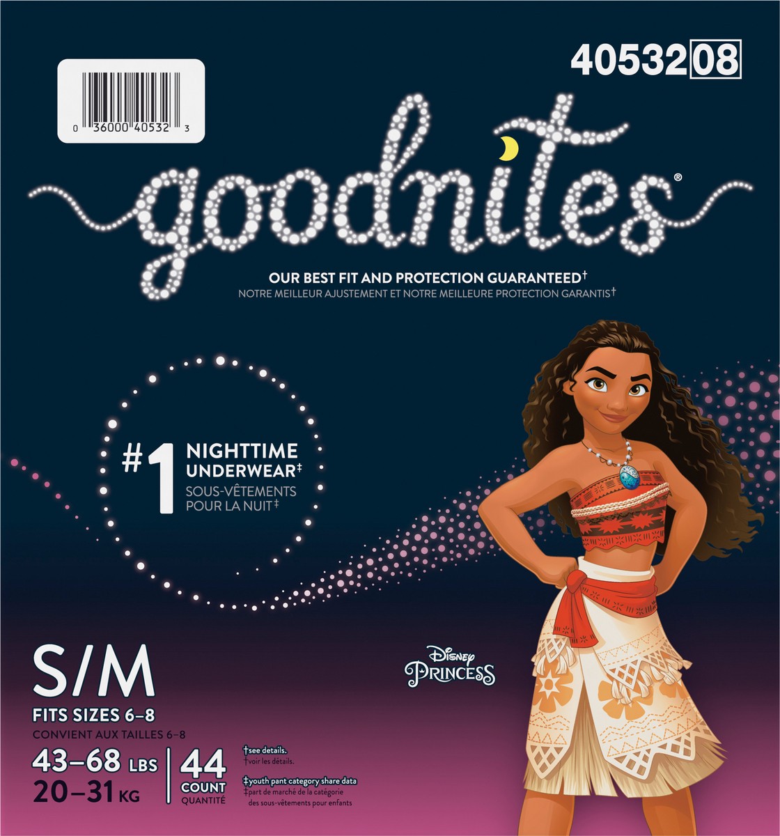 slide 3 of 9, Goodnites Girls' Nighttime Bedwetting Underwear, Size S/M (43-68 lbs), 44 Ct, 44 ct