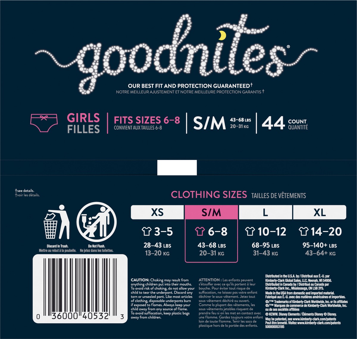 slide 2 of 9, Goodnites Girls' Nighttime Bedwetting Underwear, Size S/M (43-68 lbs), 44 Ct, 44 ct