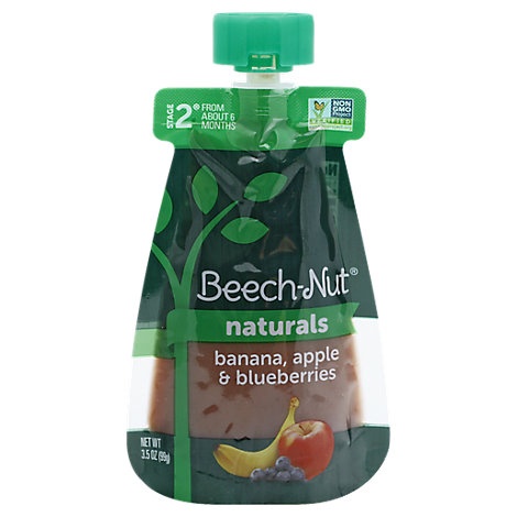 slide 1 of 1, Beech-Nut Stage 2 Banana Apple & Blueberry Food Pouch, 3.5 oz