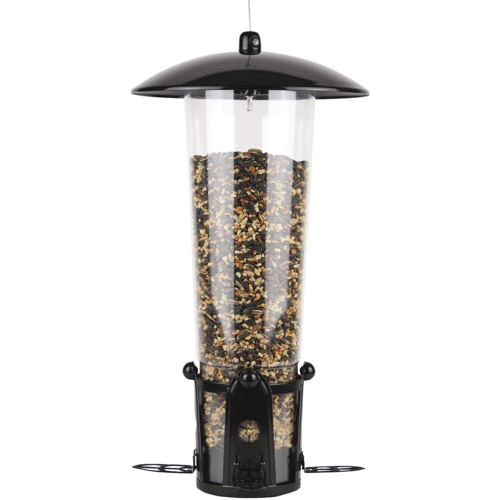 slide 3 of 5, Perky-Pet Squirrel-Be-Gone Max Clear Plastic Bird Feeder With Flexports, 3 lb
