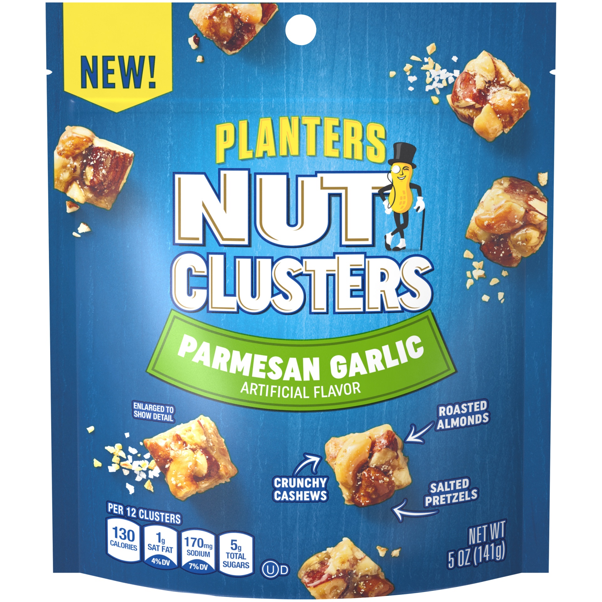 slide 1 of 2, Planters Nut Clusters Parmesan Garlic Cashews, Almonds & Pretzels Snack, 5 oz