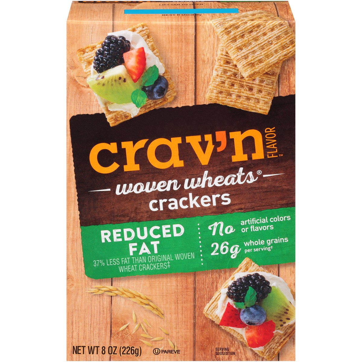 slide 1 of 15, Crav'n Flavor Reduced Fat Woven Wheats Crackers, 8 oz