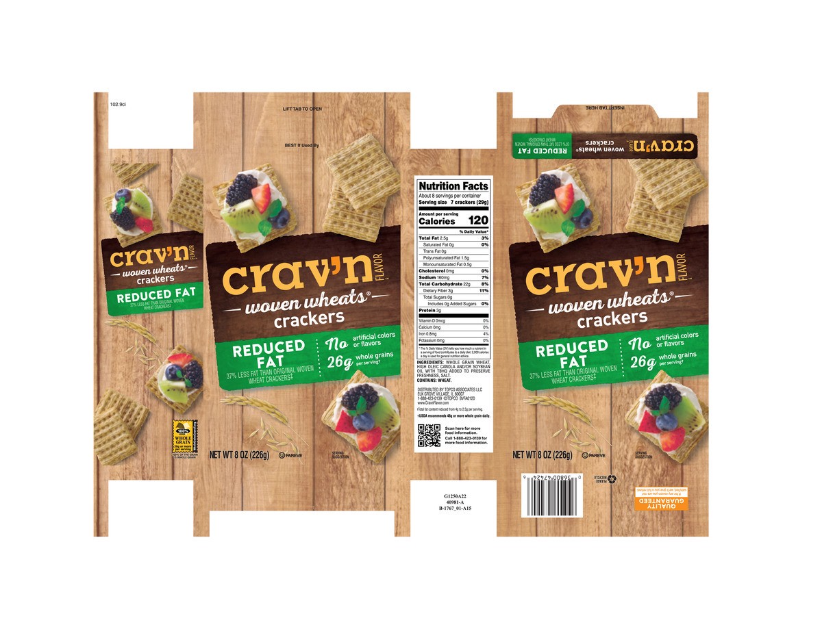 slide 9 of 15, Crav'n Flavor Reduced Fat Woven Wheats Crackers, 8 oz