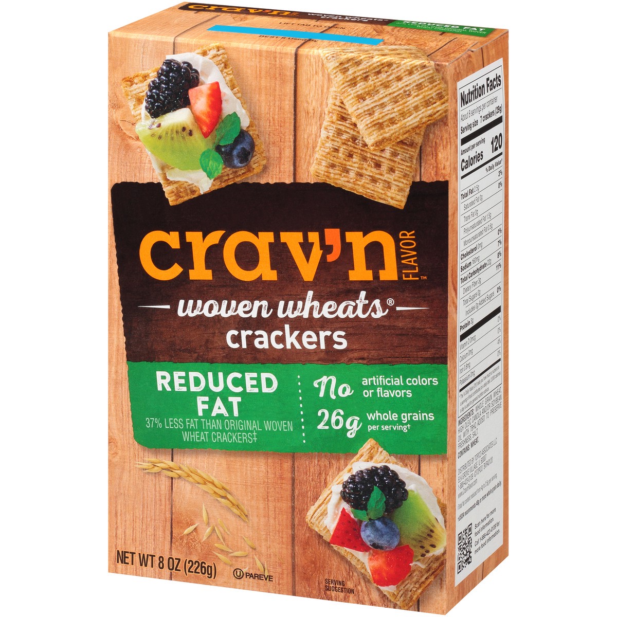 slide 10 of 15, Crav'n Flavor Reduced Fat Woven Wheats Crackers, 8 oz