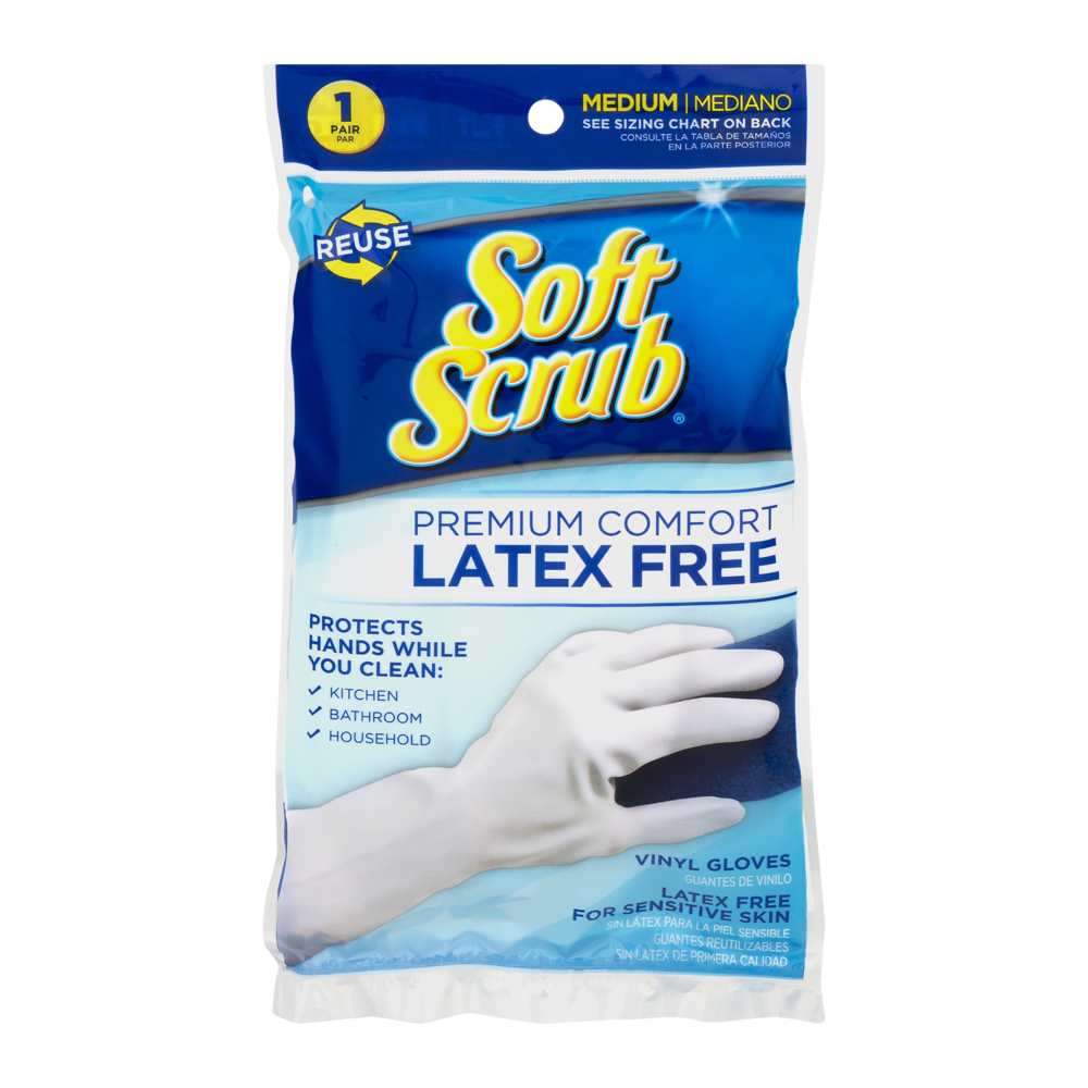 slide 1 of 1, Soft Scrub Latex Free Vinyl Gloves, 2 ct