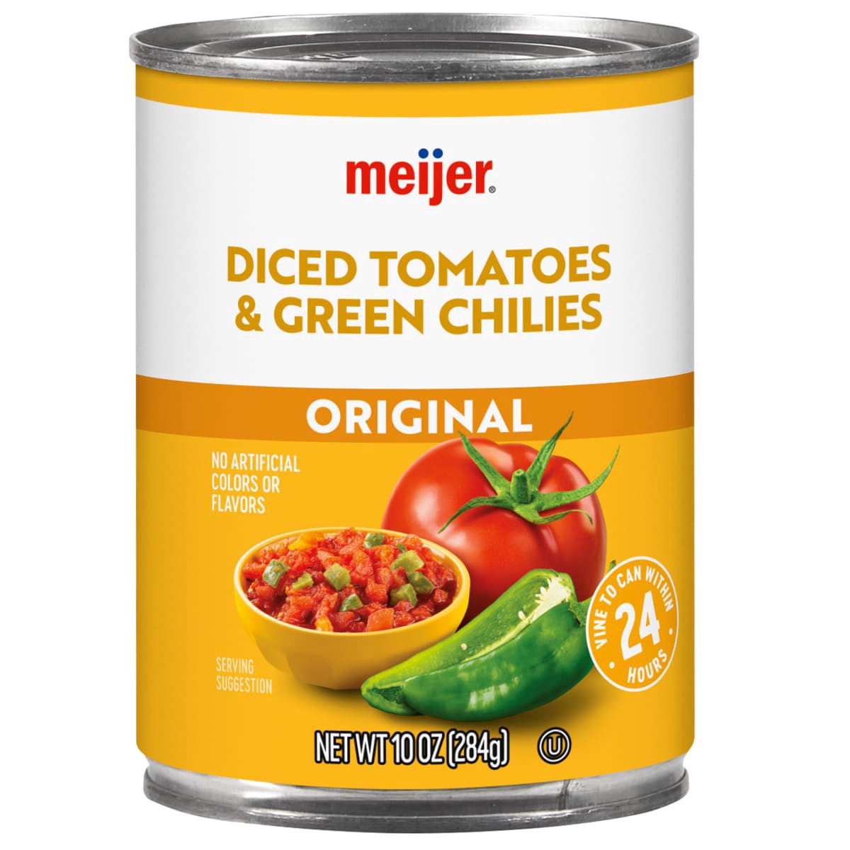 slide 1 of 9, Meijer Original Diced Tomatoes & Green Chilis, 10 oz