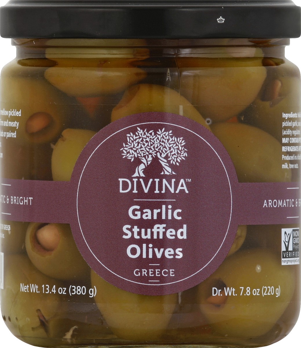 slide 1 of 1, Divina Olives Stuffed With Garlic, 7.7 oz