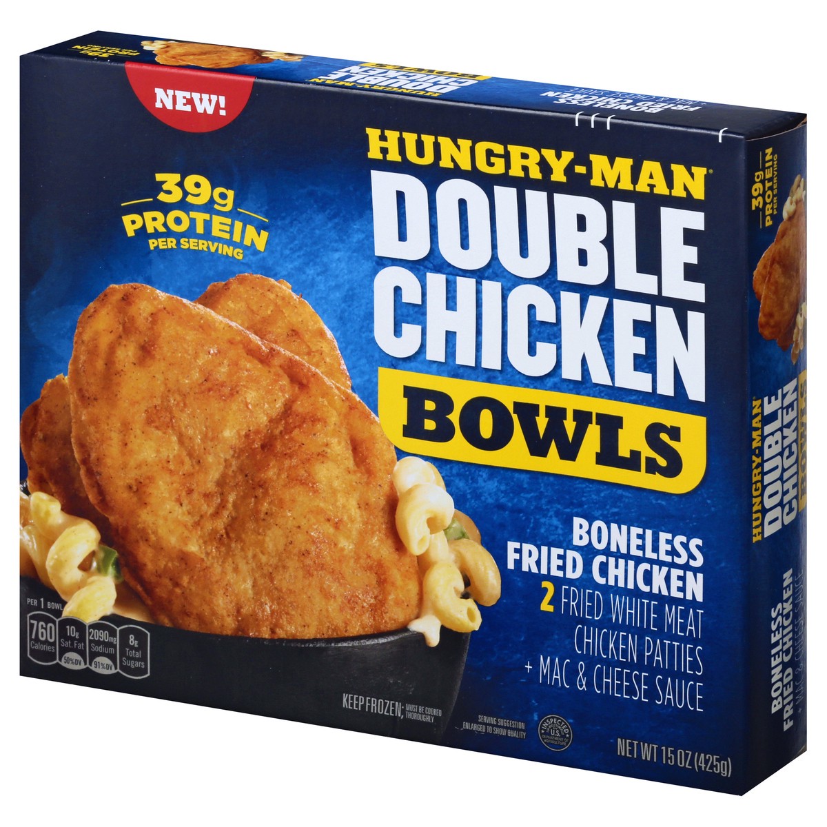 slide 3 of 10, Hungry-Man Boneless Double Chicken Bowls 15 oz, 15 ct