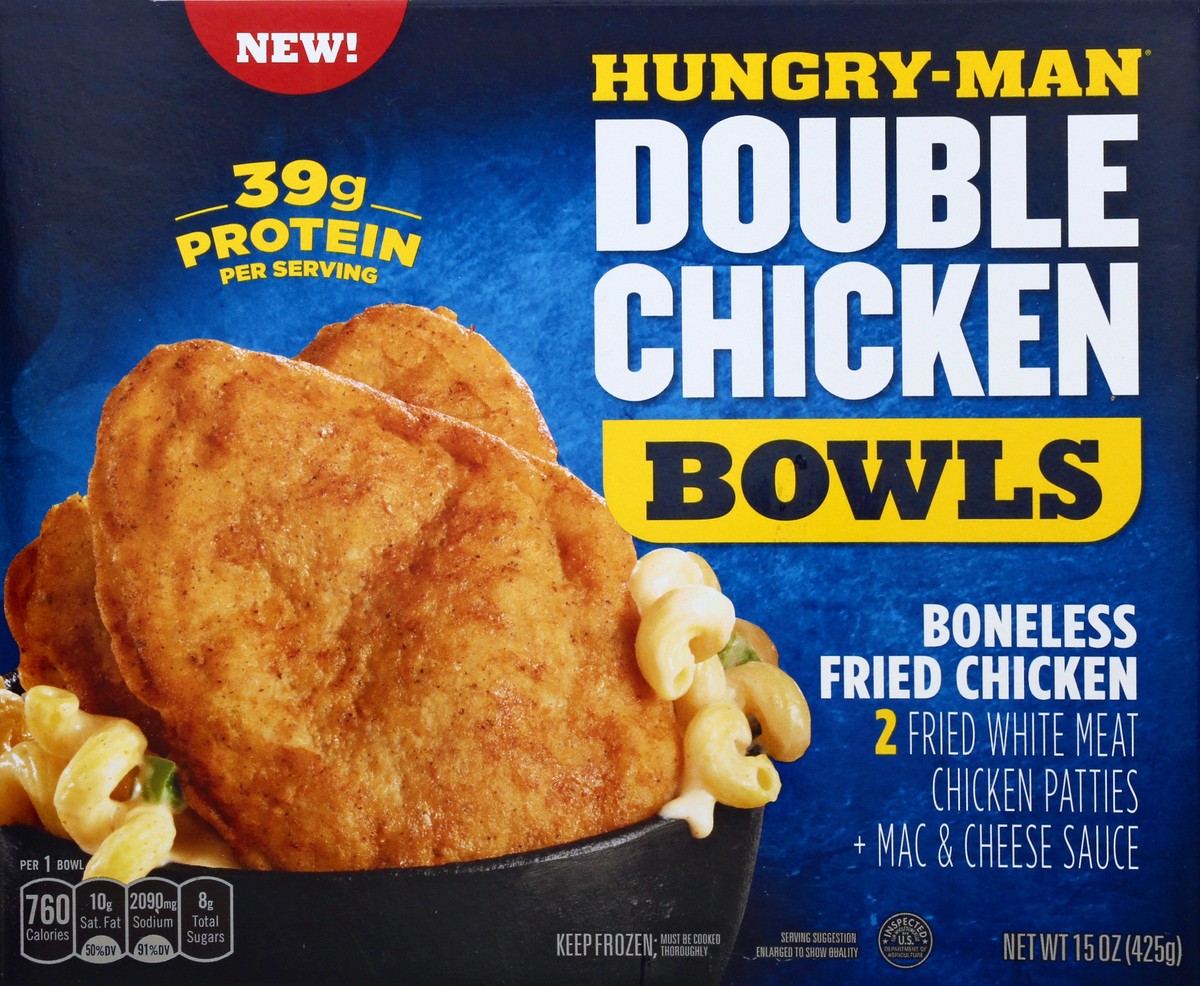 slide 5 of 10, Hungry-Man Boneless Double Chicken Bowls 15 oz, 15 ct