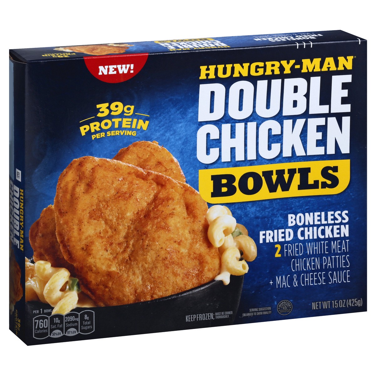 slide 6 of 10, Hungry-Man Boneless Double Chicken Bowls 15 oz, 15 ct