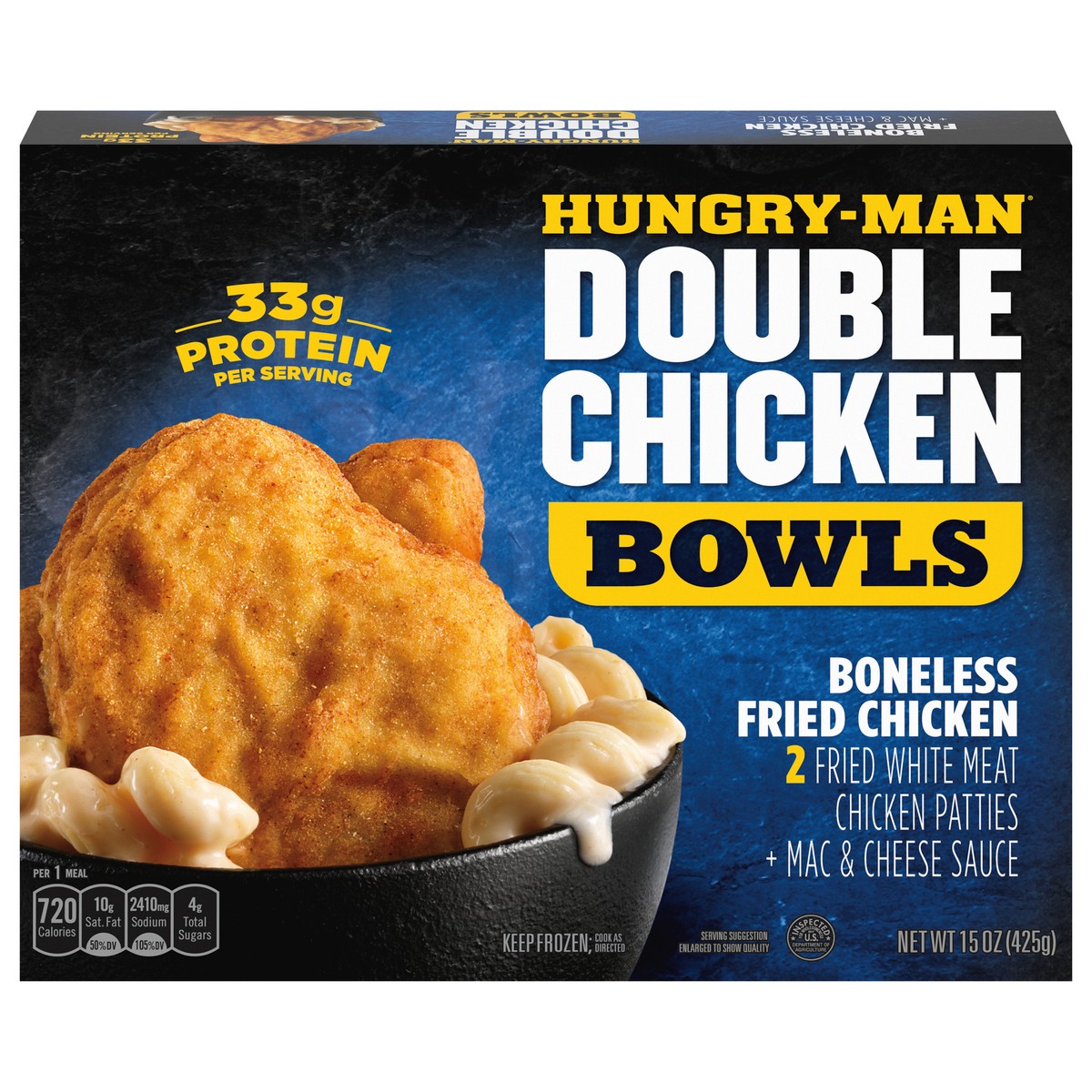 slide 1 of 10, Hungry-Man Boneless Double Chicken Bowls 15 oz, 15 ct