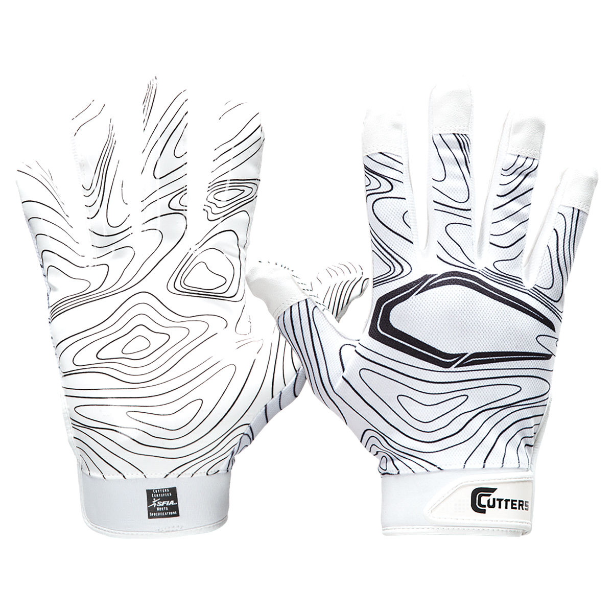 slide 1 of 21, Shock Doctor Cutters Game Day Receiver Gloves, White Topo, S/M, SM/MED