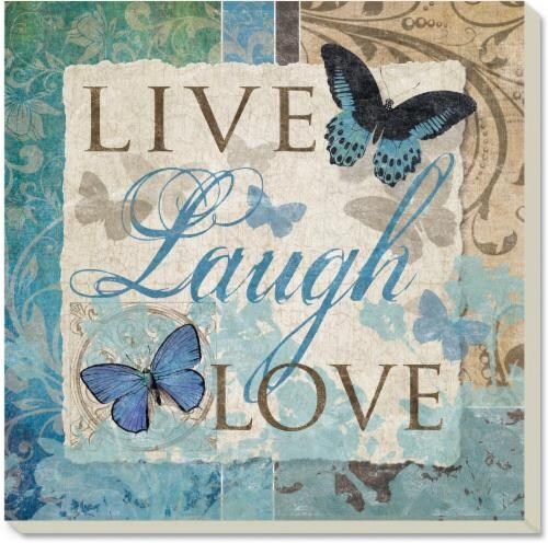 slide 1 of 1, Counter Art Live Laugh Love Coaster Blue, 4 ct