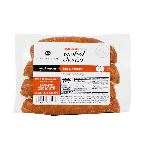 slide 1 of 1, L&B Smoked Chorizo Sausage, 12 oz