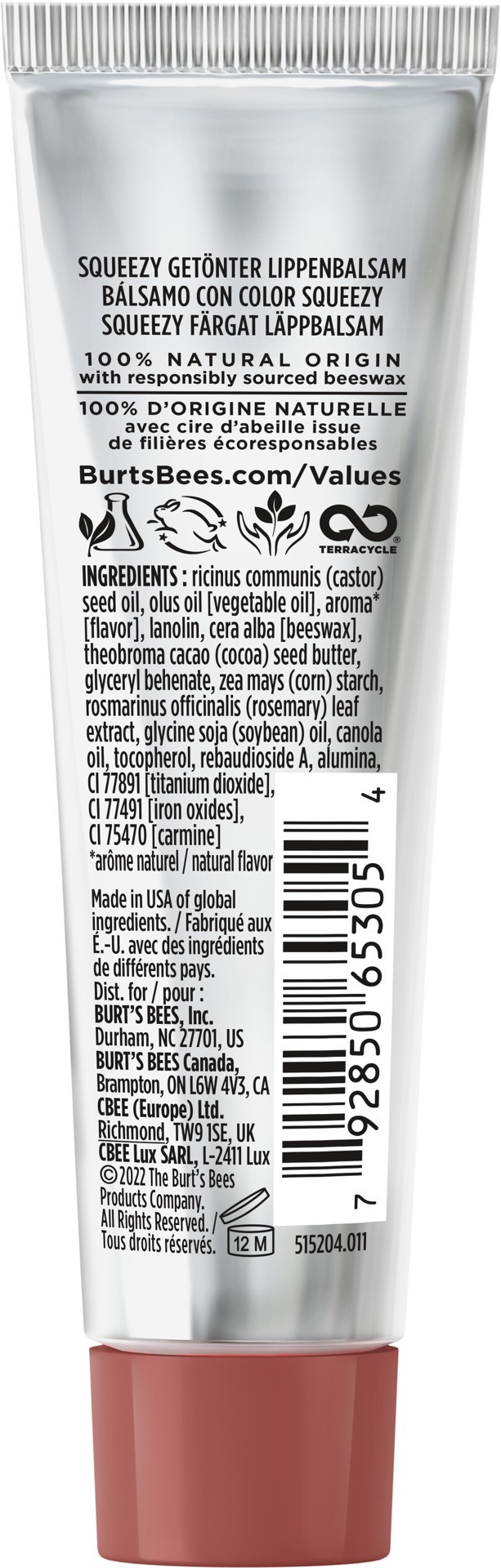 slide 5 of 5, Burt's Bees 100% Natural Origin Squeezy Tinted Lip Balm, Enriched With Beeswax and Cocoa Butter, Cocoa Crush Squeeze Tube, 0.43 oz