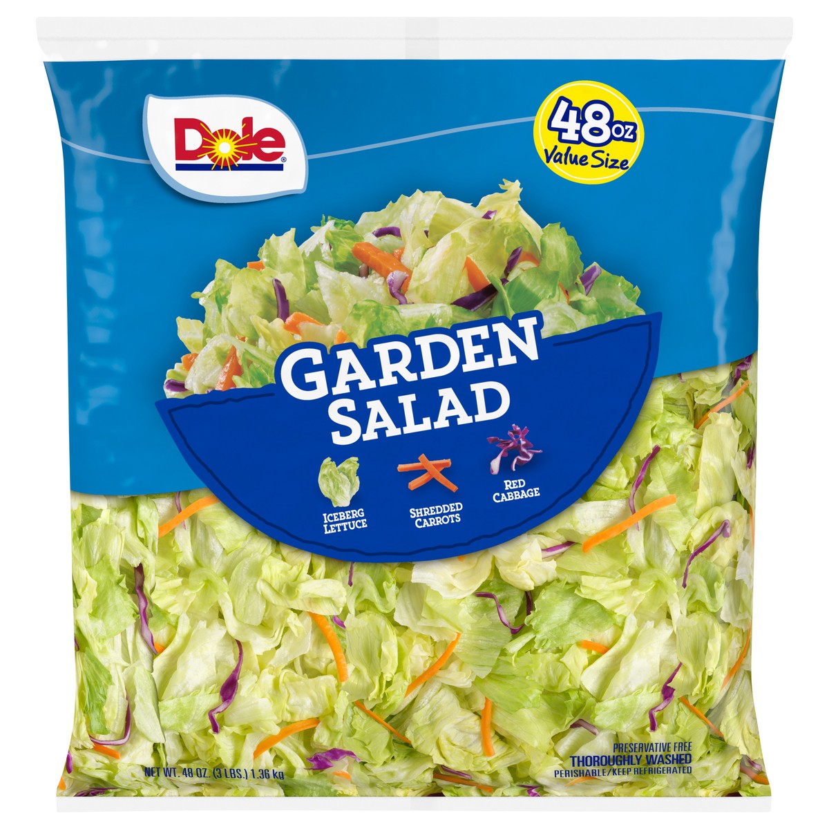 slide 3 of 6, Dole Garden Salad Value Size, 48 oz