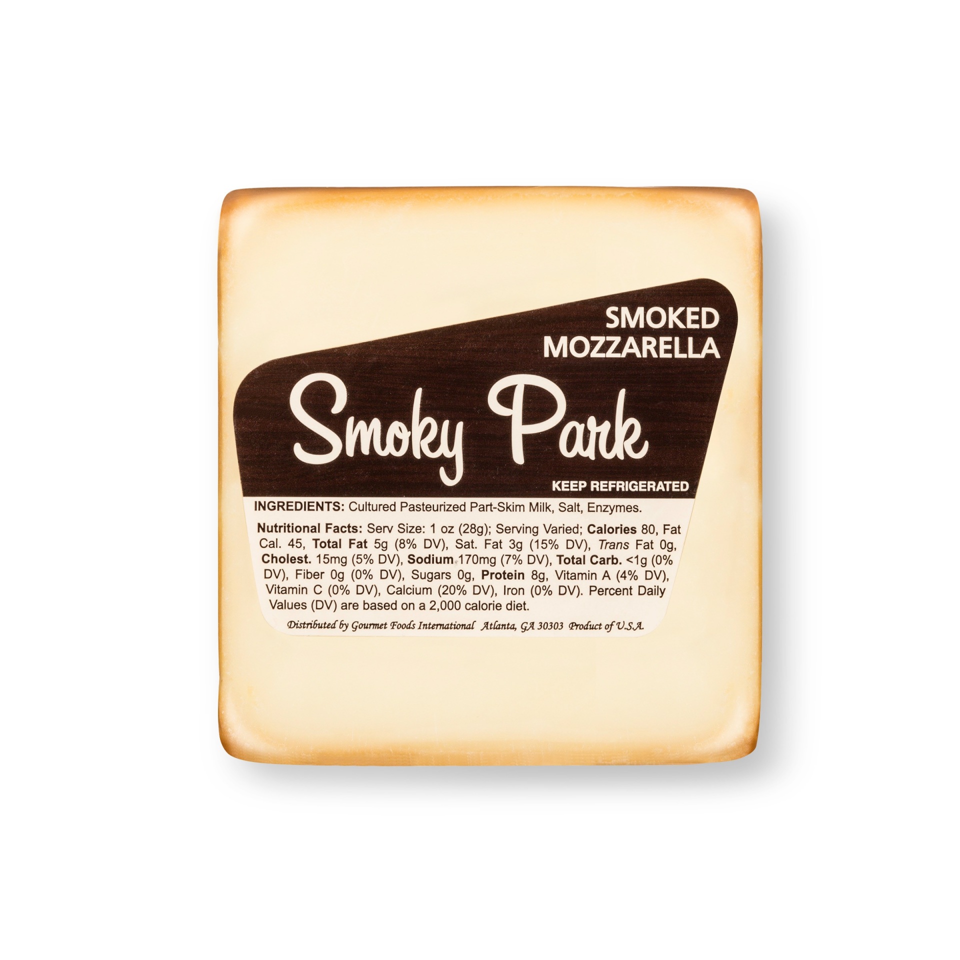 slide 1 of 1, Smoky Park Smoked Mozzarella Cheese Wedge, 7 oz