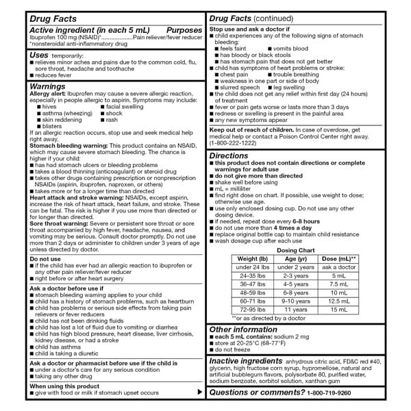 slide 24 of 29, Meijer Children's Ibuprofen Oral Suspension, Bubble Gum, 100 mg, 8 fl oz