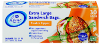 slide 1 of 1, Kroger Home Sense Double Zipper Extra Large Sandwich Bags, 30 ct
