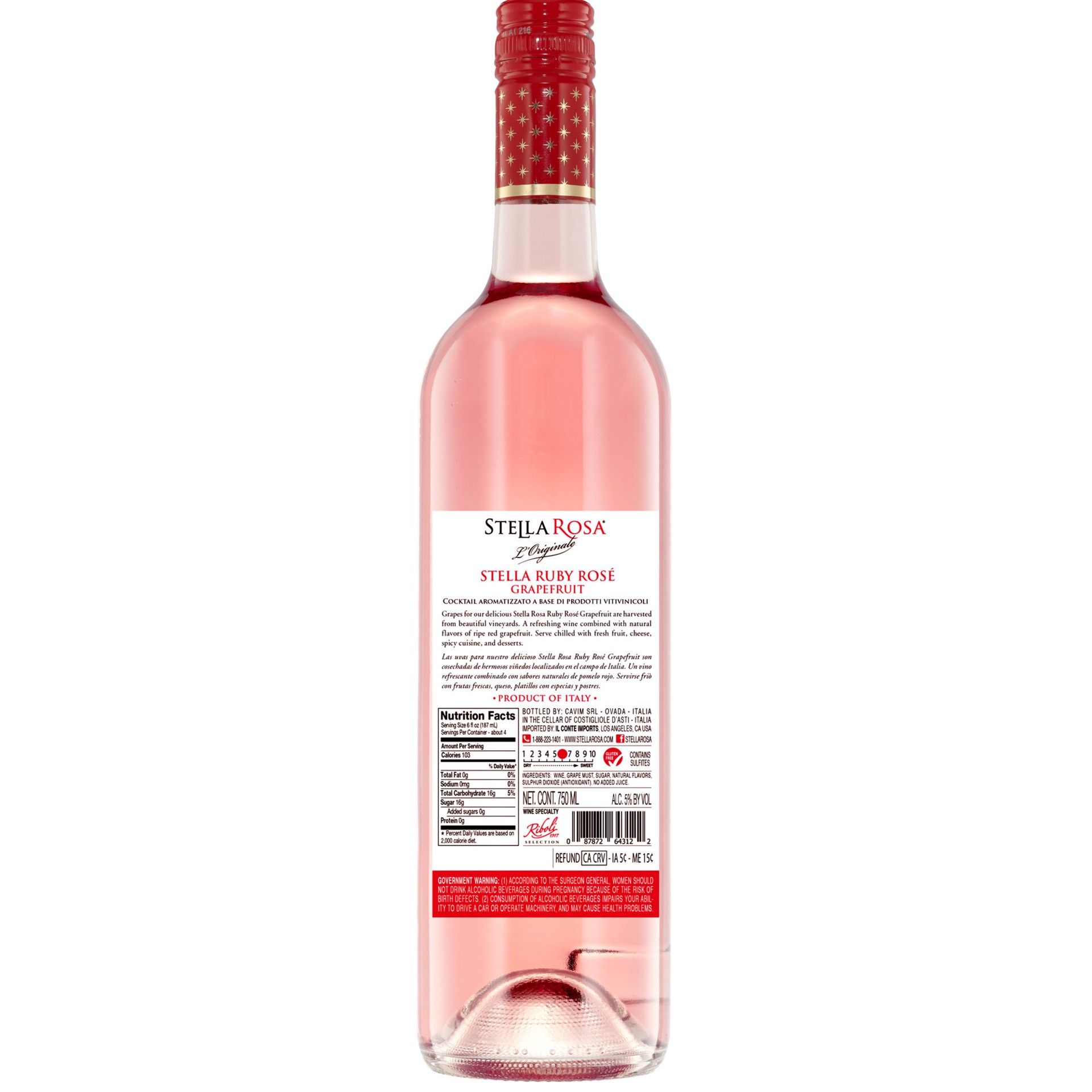 slide 4 of 9, Stella Rosa Ruby Rose Grapefruit Semi-Sweet Rose Wine 750mL, 25.4 fl oz