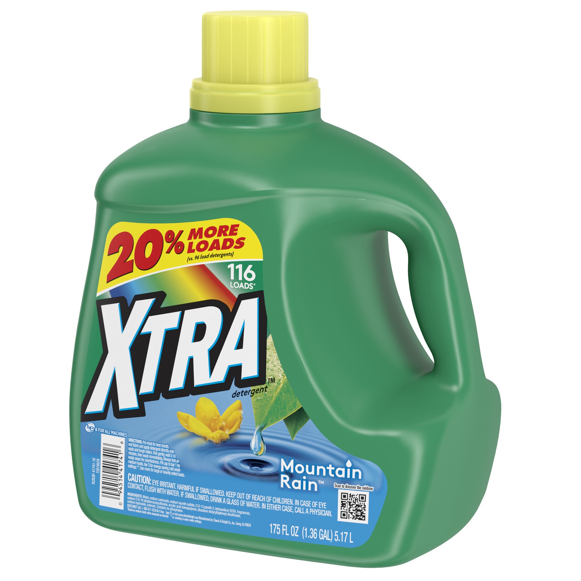 slide 2 of 5, Xtra Liquid Laundry Detergent, Mountain Rain, 175oz, 175 fl oz