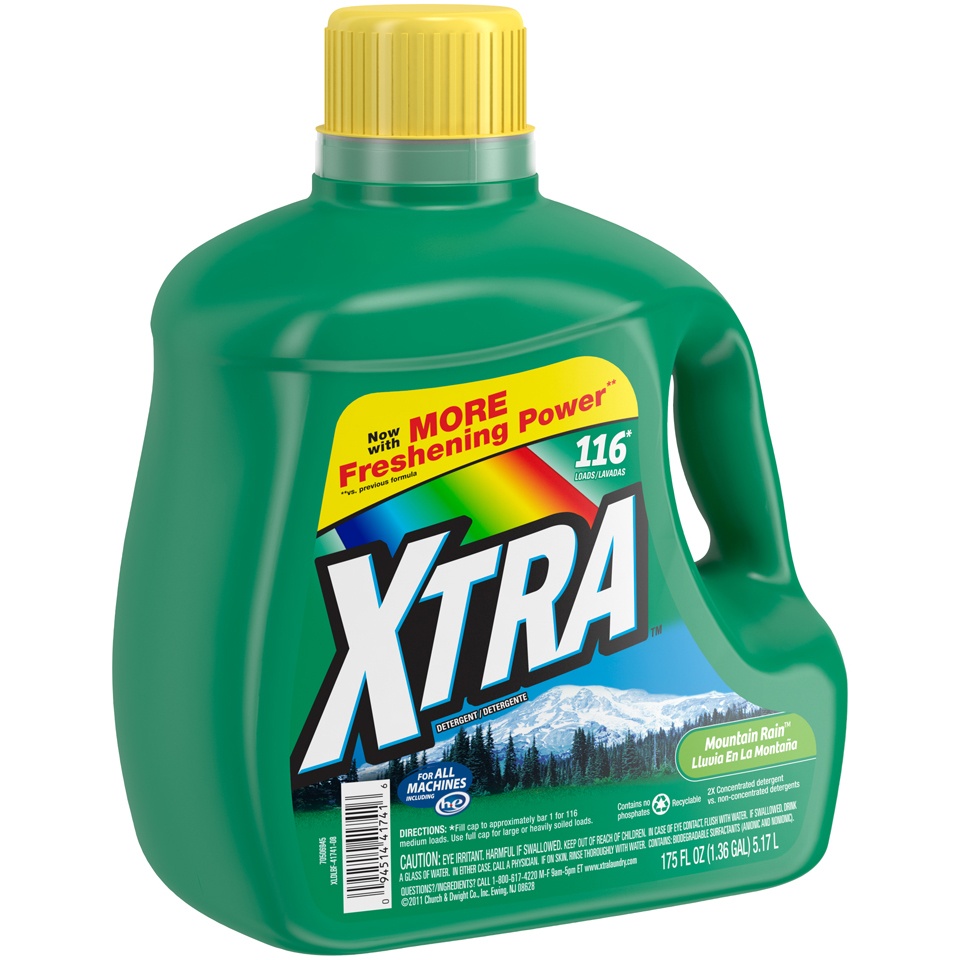 slide 2 of 3, Xtra Mountain Rain 2x Concentrated Laundry Detergent, 175 fl oz