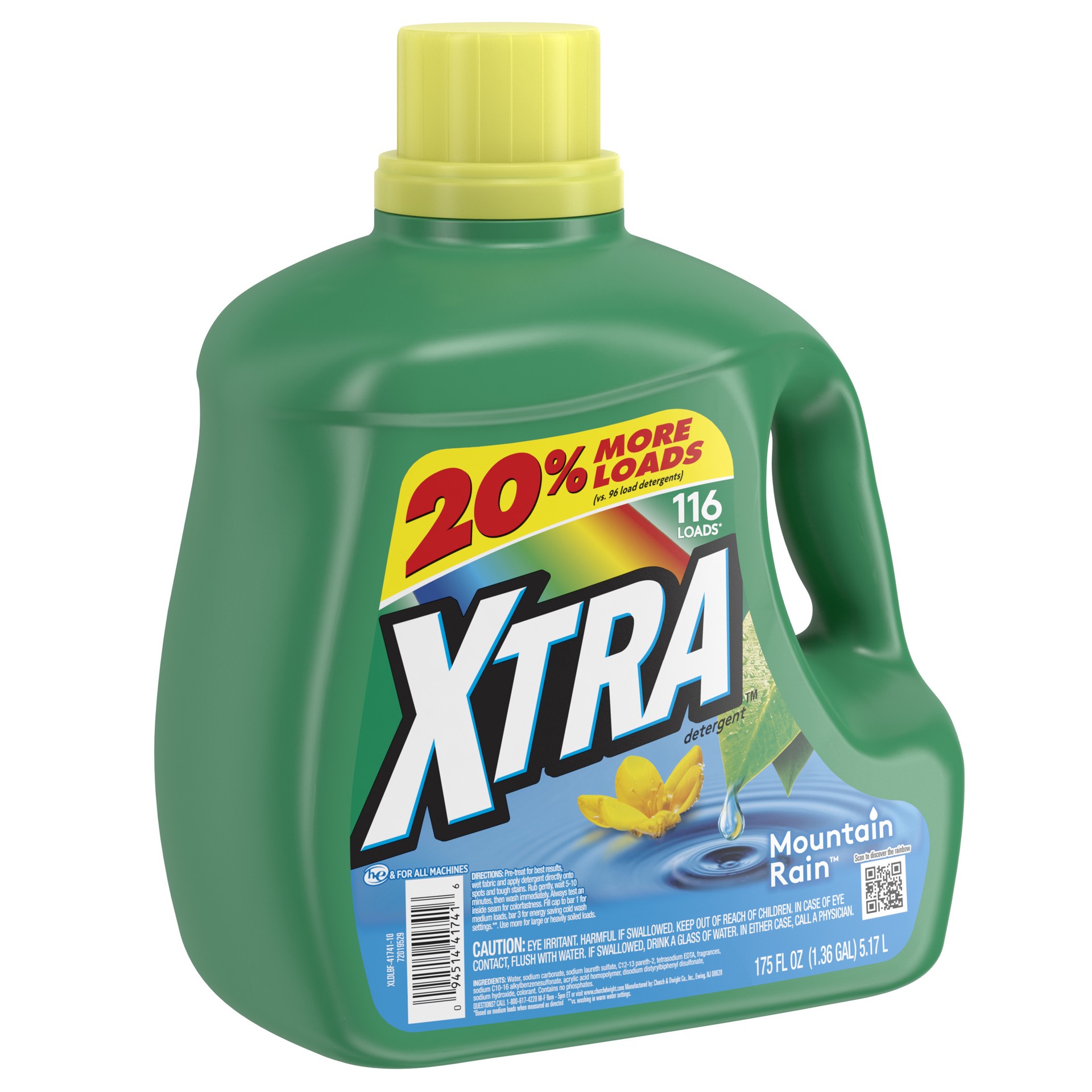slide 4 of 5, Xtra Liquid Laundry Detergent, Mountain Rain, 175oz, 175 fl oz
