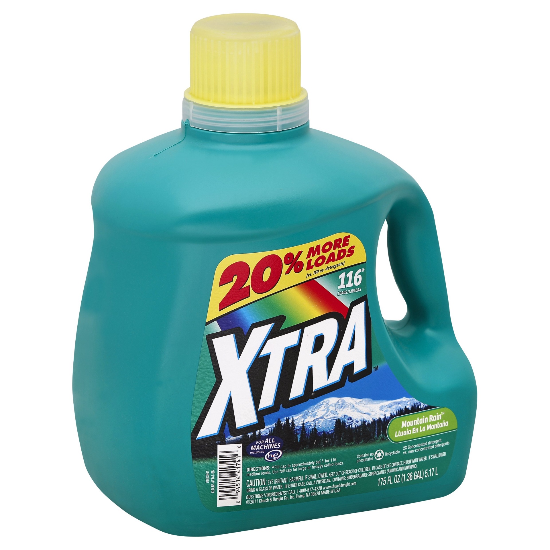 slide 1 of 3, Xtra Mountain Rain 2x Concentrated Laundry Detergent, 175 fl oz